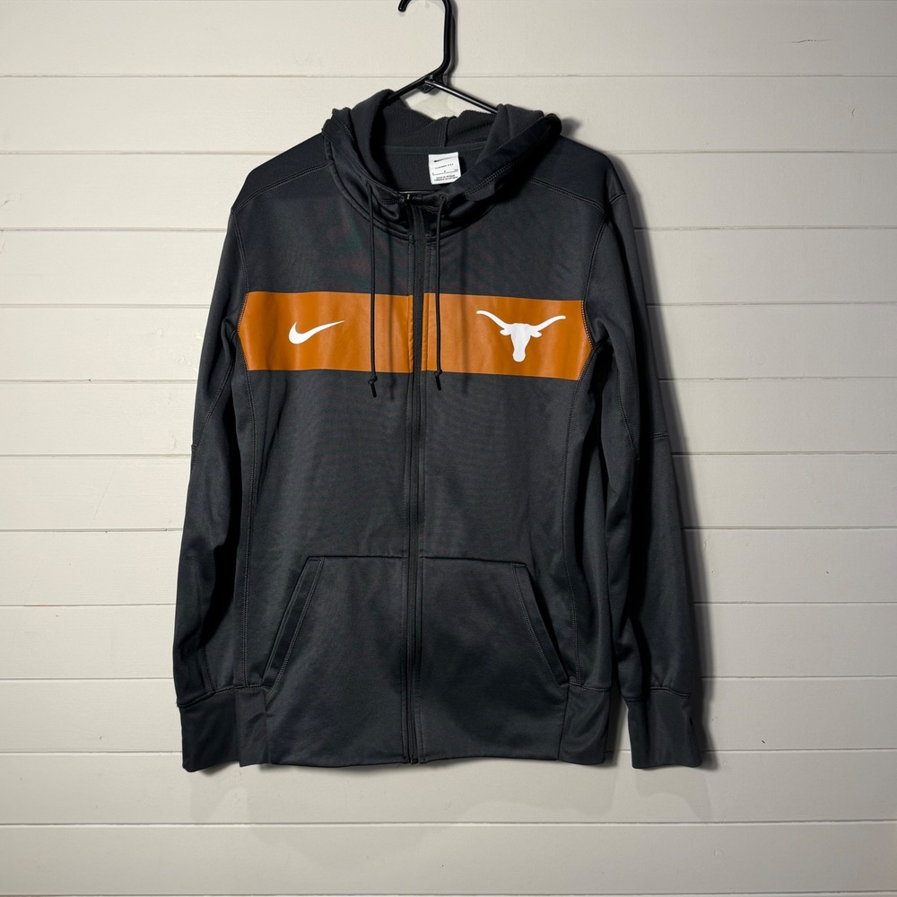 Nike Texas Longhorns Therma-FIT Mens Full Zip Hoodie Small Grey Burnt Orange